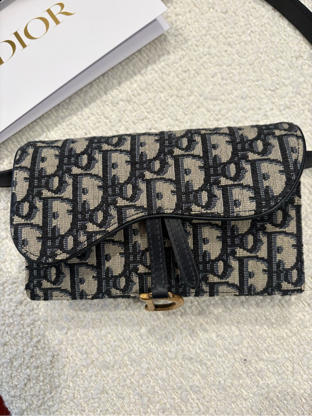Dior Black & Beige Oblique Canvas Belt Bag.